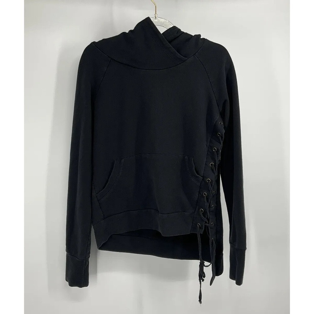 Drew Black Hoodie Size XS Corset Lace Up Hooded Sweatshirt Y2K Witchy Gothcore